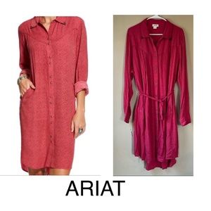 ARIAT Western Hogan Dress Belted Pockets Snap Buttons Shirtdress Laylow Red XXL